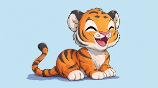 可爱小老虎咧嘴开心笑