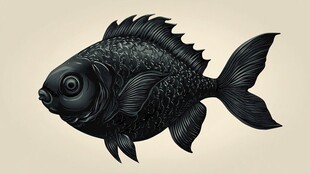 黑色金鱼插画