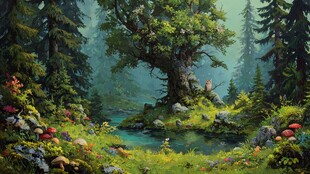 梦幻森林中的静谧溪流