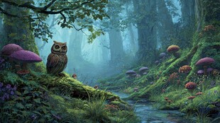 梦幻森林中的猫头鹰精灵