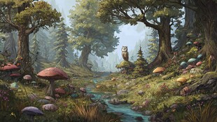 梦幻森林中的奇幻景象