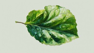 水彩绘就的翠绿叶片