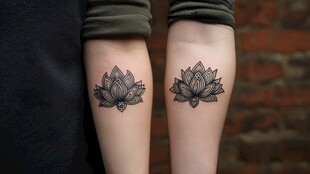 情侣同款莲花纹身图案