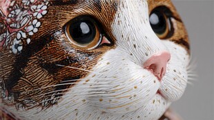 可爱手绘风猫咪头部特写