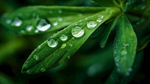 叶尖露珠 清新自然之美