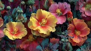 多彩蜀葵花绽放美丽瞬间