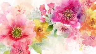 梦幻水彩花卉背景图