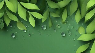 绿叶露珠清新背景图