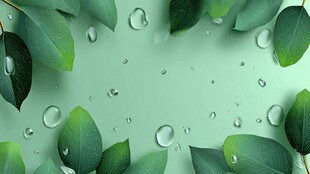 绿叶上的晶莹水珠