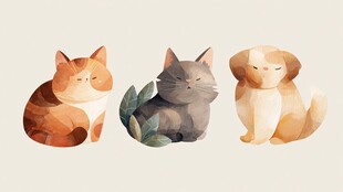 三只可爱猫咪插画