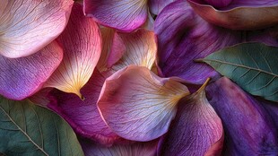 浪漫紫粉玫瑰花瓣特写