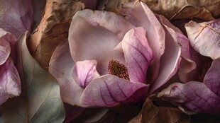 凋落的紫玉兰花朵特写