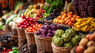 多彩水果摆满篮