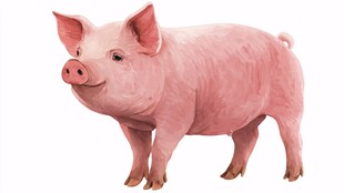 可爱粉色小猪插画形象