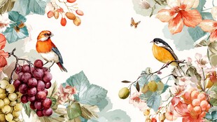 花鸟葡萄图 自然清新风