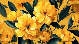 黄色花卉图案的精美插画