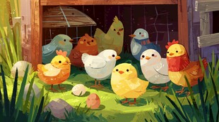 鸡舍前可爱的小鸡们