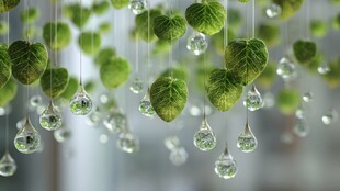 绿叶悬珠 清新自然之景