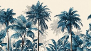 蓝调热带棕榈植物景观