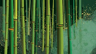 梦幻竹林中的点点荧光