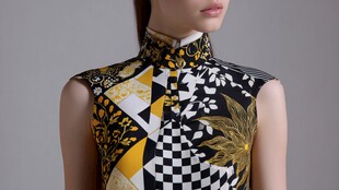 时尚几何印花无袖中式上衣