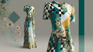 多彩印花时尚女士连衣裙