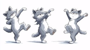 跳舞的俏皮猫咪插画
