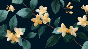 黄色花卉绿叶精美图案