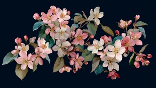 粉色繁花枝头绽放