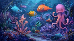 梦幻海底世界的多彩生物