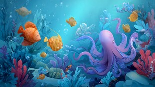 梦幻海底世界的多彩生物