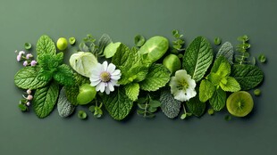 清新绿植花卉组合装饰图