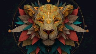 奇幻多彩狮子头艺术形象