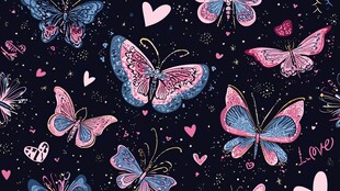 梦幻蝴蝶爱心浪漫图案