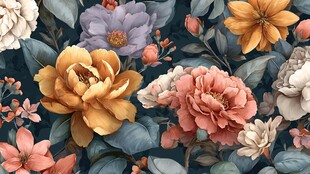 复古风花卉图案精美壁纸