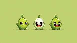 可爱绿萌小怪物三兄弟