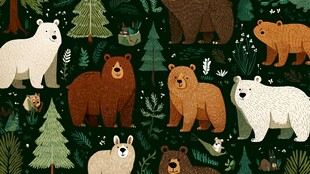 森林中的熊与自然元素