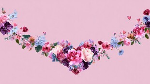 粉色花卉心形花环装饰