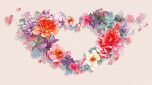 心形花卉图案 浪漫唯美