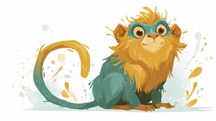 奇幻毛发猴子插画