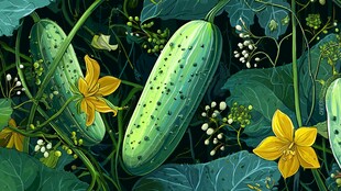 田园间的鲜嫩黄瓜与黄花