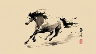 水墨奔马图