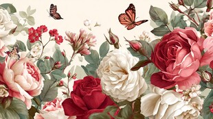 繁花簇拥间蝴蝶翩跹