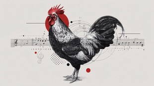 公鸡与音符的艺术融合