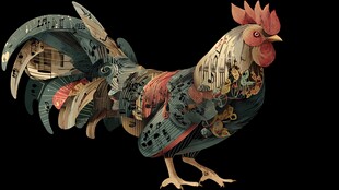 机械风格公鸡艺术形象