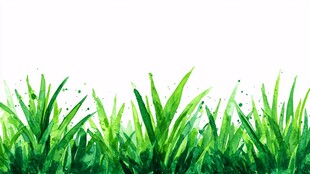 翠绿青草水彩画背景