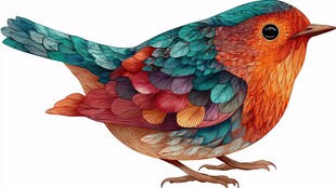 多彩斑斓小鸟插画图