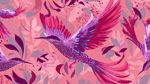 梦幻蜂鸟花卉图案背景