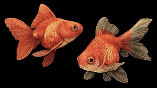 双尾金鱼灵动姿态展示