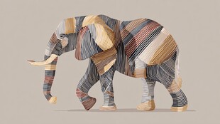 拼贴风多彩大象艺术图像